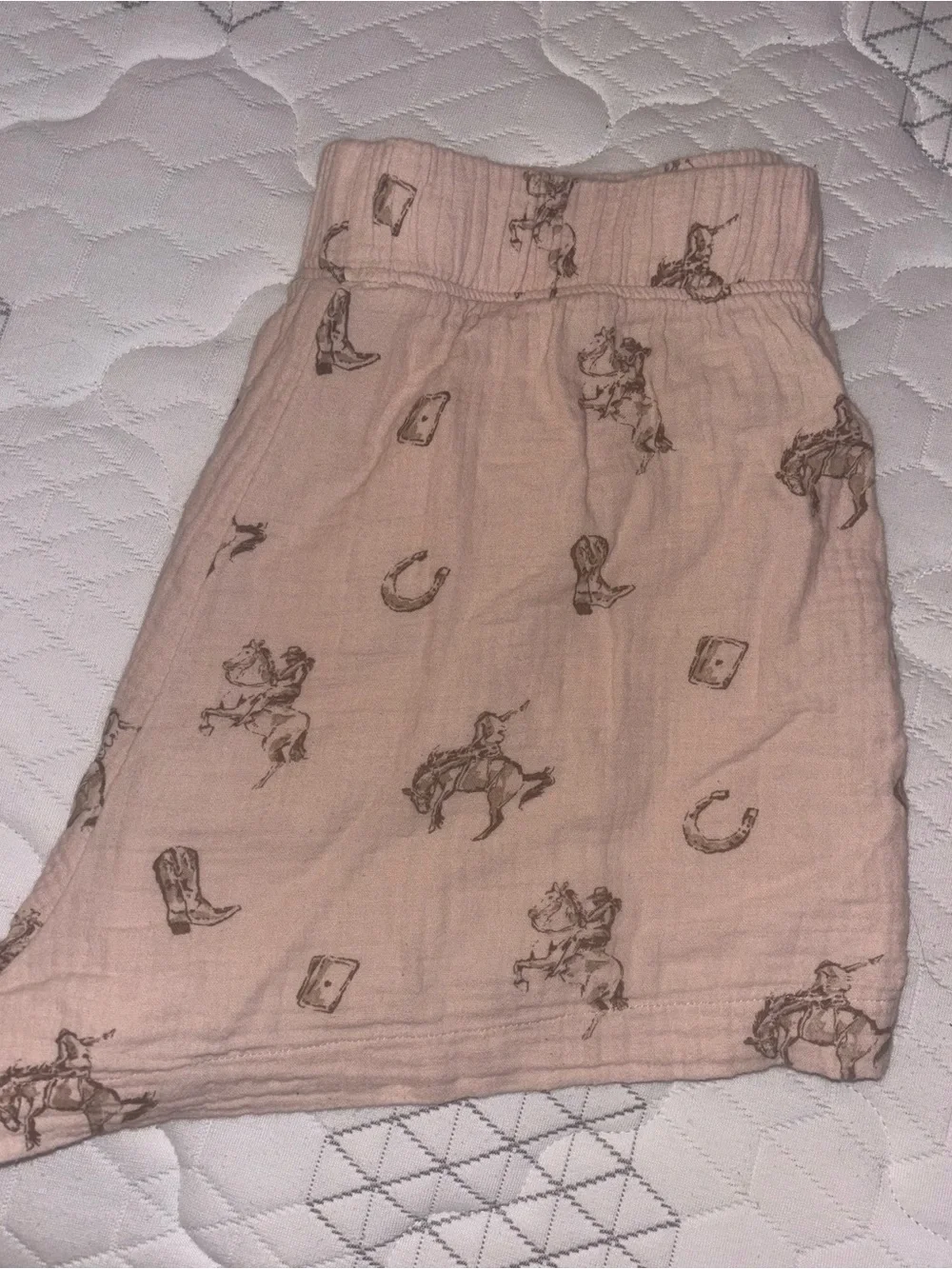 Women’s Pink Short Pajama Set with Western Motif